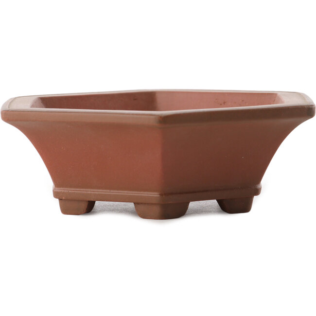 Vaso bonsai esagonale non smaltato di Yixing - 145 x 130 x 45 mm
