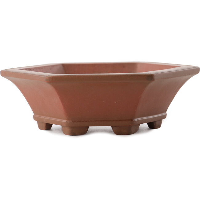 Zeshoekige ongeglazuurde bonsaipot van Yixing - 145 x 130 x 45 mm
