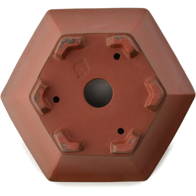 Pot à bonsaï hexagonal non émaillé par Yixing - 145 x 130 x 45 mm