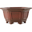 Hexagonal unglazed bonsai pot by Yixing - 175 x 155 x 85 mm