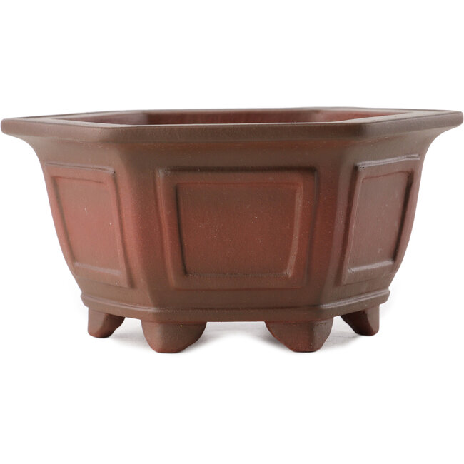 Sechseckiger unglasierter Bonsai-Topf von Yixing - 175 x 155 x 85 mm