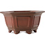 Hexagonal unglazed bonsai pot by Yixing - 175 x 155 x 85 mm