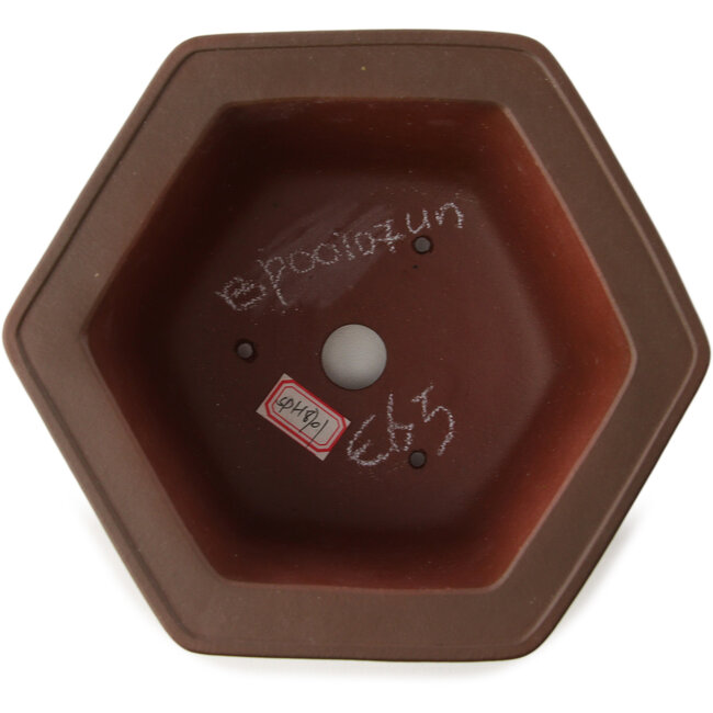 Pot à bonsaï hexagonal non émaillé par Yixing - 175 x 155 x 85 mm