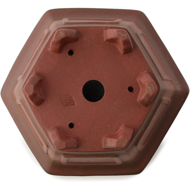 Pot à bonsaï hexagonal non émaillé par Yixing - 175 x 155 x 85 mm