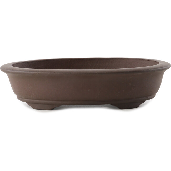 Oval unglazed bonsai pot by Yixing - 199 x 157 x 47 mm