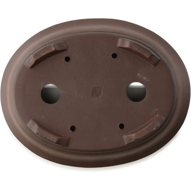 Maceta ovalada para bonsái sin esmaltar de Yixing - 199 x 157 x 47 mm