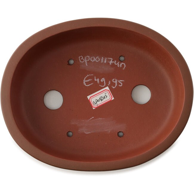 Oval unglazed bonsai pot by Yixing - 183 x 145 x 45 mm