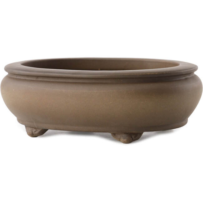 Oval unglazed bonsai pot by Yixing - 160 x 125 x 55 mm