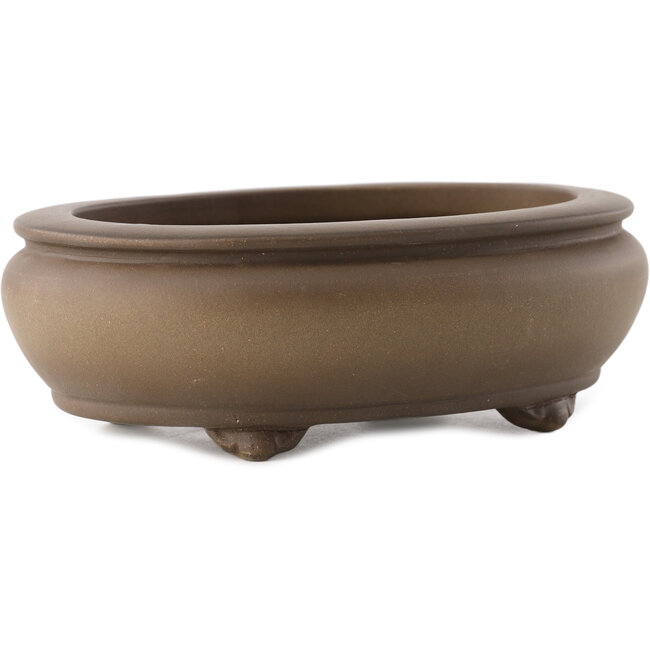 Maceta ovalada para bonsái sin esmaltar de Yixing - 160 x 125 x 55 mm