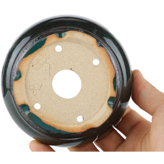 Round green bonsai pot - 100 x 100 x 35 mm