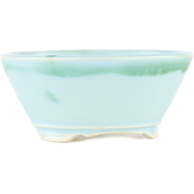 Round blue bonsai pot - 105 x 105 x 45 mm