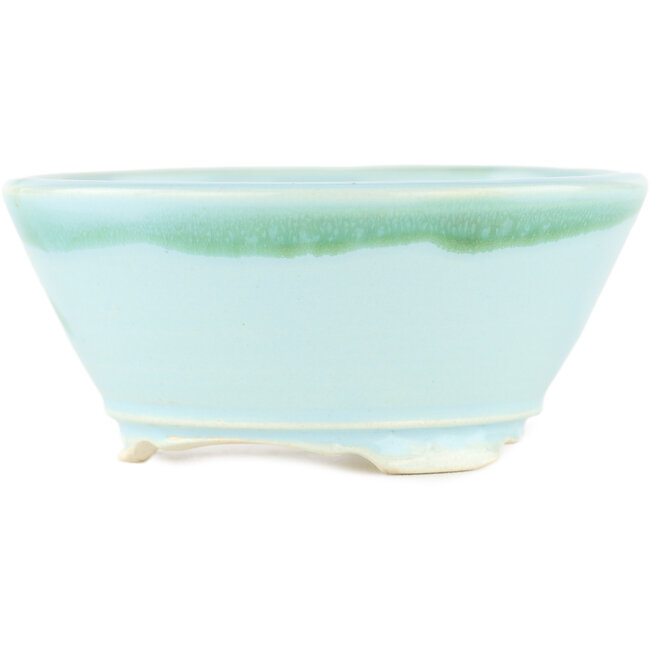 Round blue bonsai pot - 105 x 105 x 45 mm