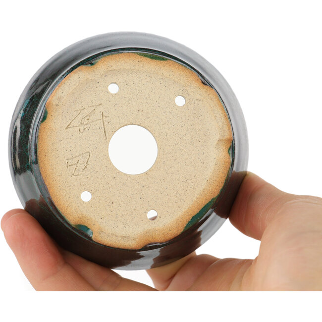 Pot à bonsaï rond vert - 85 x 85 x 30 mm