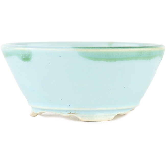 Round blue bonsai pot - 105 x 105 x 45 mm