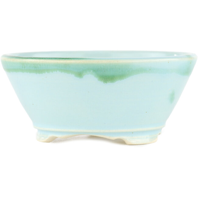 Round blue bonsai pot - 105 x 105 x 45 mm