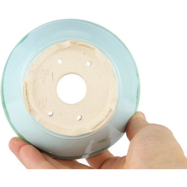 Pot à bonsaï rond bleu - 105 x 105 x 45 mm