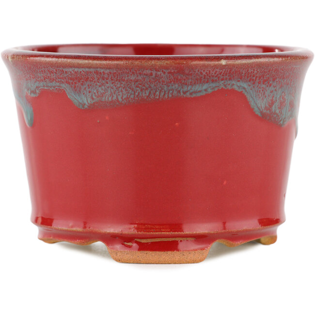 Round red bonsai pot - 90 x 90 x 60 mm