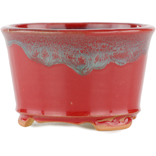 Round red bonsai pot - 90 x 90 x 60 mm