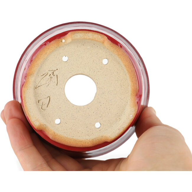 Round red bonsai pot - 90 x 90 x 60 mm