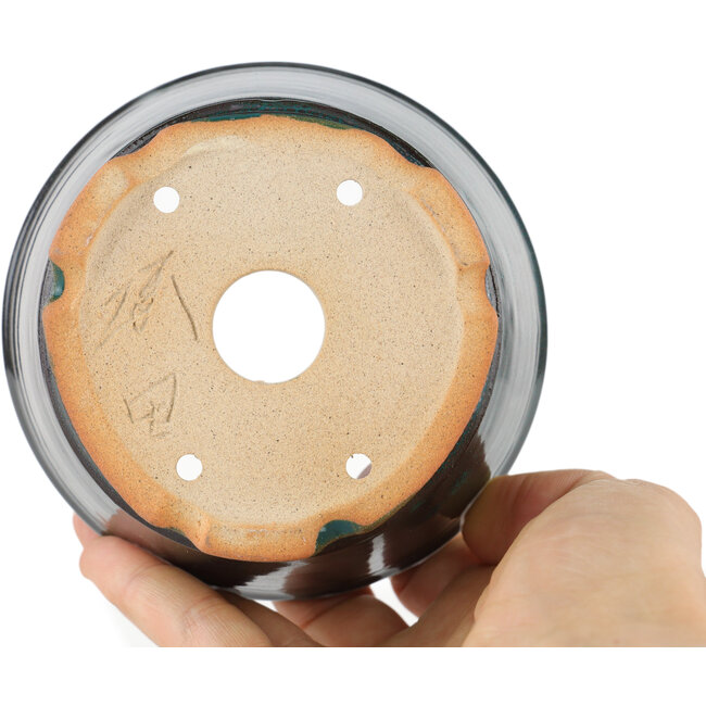 Pot à bonsaï rond vert - 105 x 105 x 53 mm