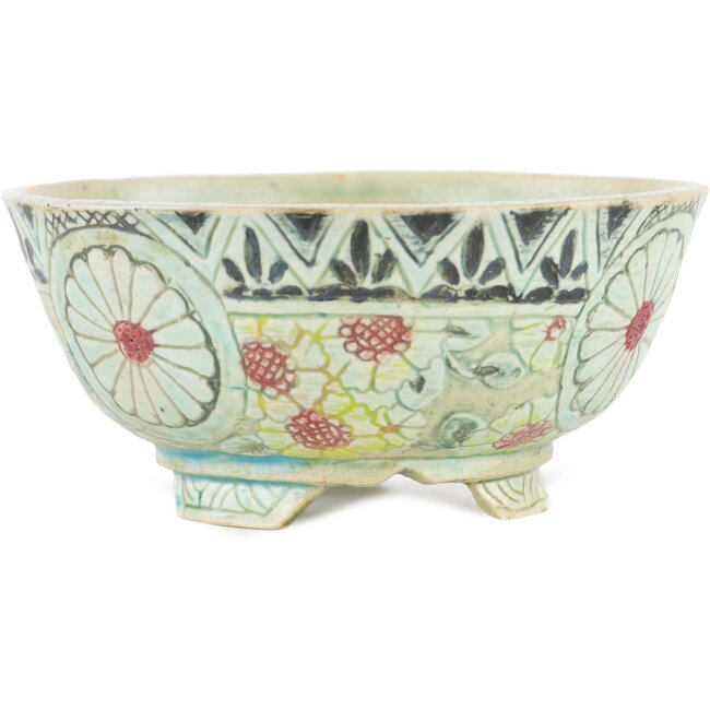 Pot à bonsaï rond multicolore par Kei Setsu - 104 x 104 x 50 mm