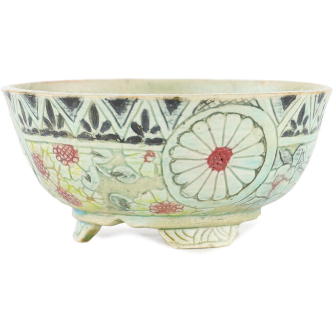 Pot à bonsaï rond multicolore par Kei Setsu - 104 x 104 x 50 mm