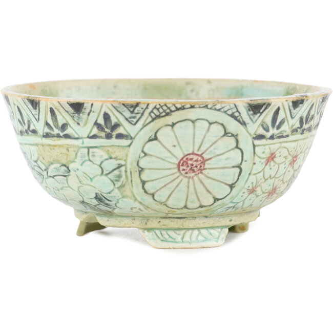 Pot à bonsaï rond multicolore par Kei Setsu - 104 x 104 x 50 mm