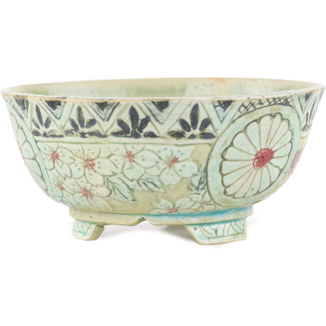 Pot à bonsaï rond multicolore par Kei Setsu - 104 x 104 x 50 mm