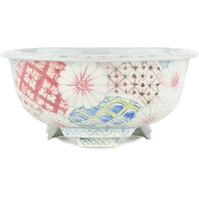 Pot à bonsaï rond multicolore par Kei Setsu - 105 x 105 x 50 mm