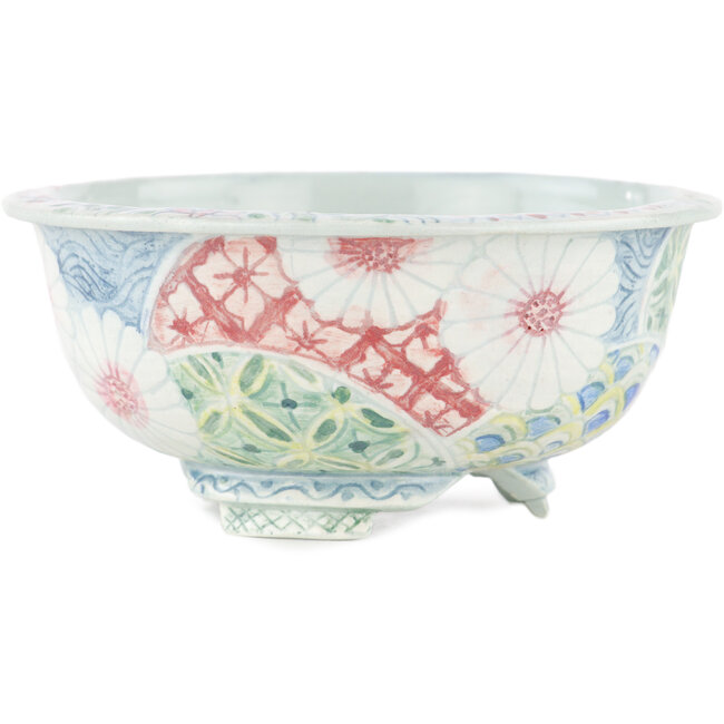 Pot à bonsaï rond multicolore par Kei Setsu - 105 x 105 x 50 mm