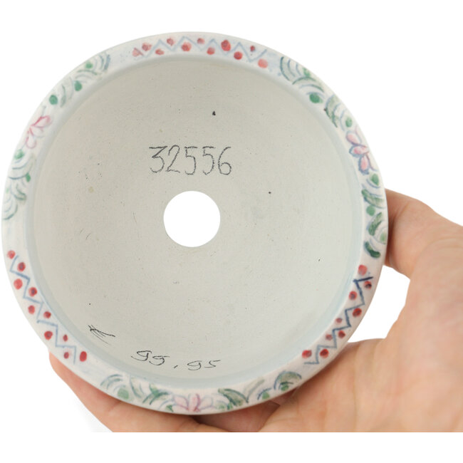 Runder mehrfarbiger Bonsaitopf von Kei Setsu – 105 x 105 x 50 mm