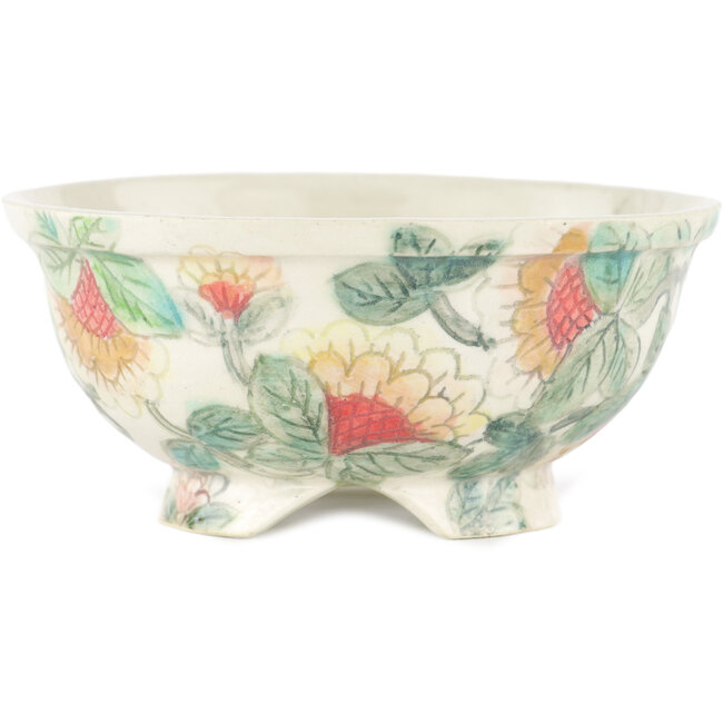 Round multicolor bonsai pot by Kei Setsu - 102 x 102 x 50 mm