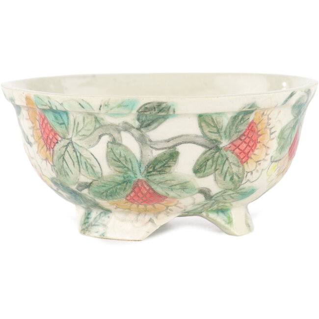 Round multicolor bonsai pot by Kei Setsu - 102 x 102 x 50 mm