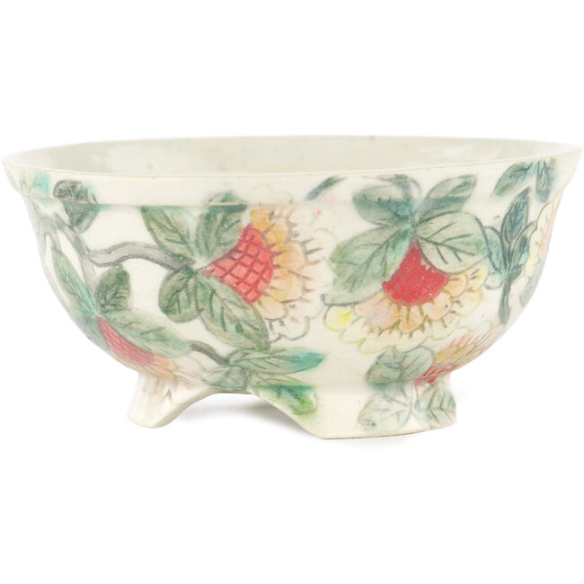 Round multicolor bonsai pot by Kei Setsu - 102 x 102 x 50 mm