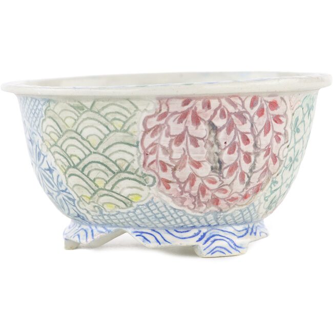 Pot à bonsaï rond multicolore par Kei Setsu - 95 x 95 x 50 mm