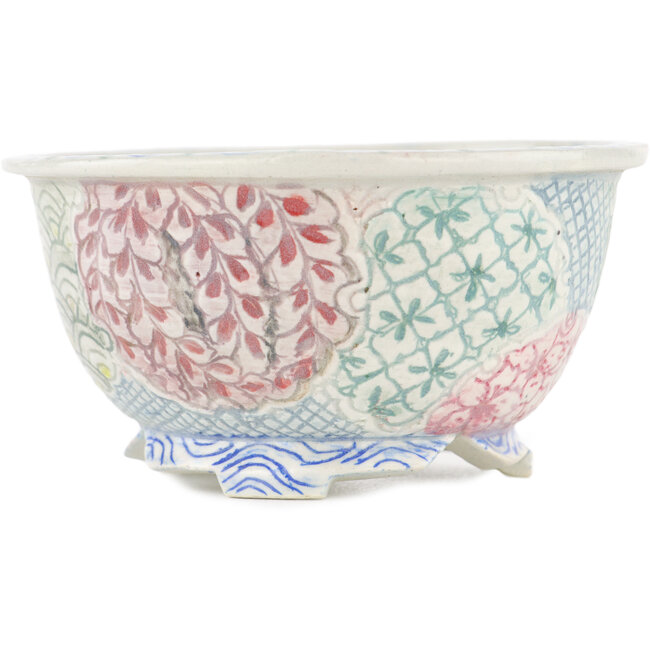 Pot à bonsaï rond multicolore par Kei Setsu - 95 x 95 x 50 mm