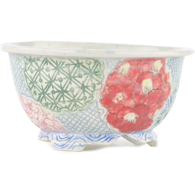 Vaso bonsai rotondo multicolore di Kei Setsu - 95 x 95 x 50 mm