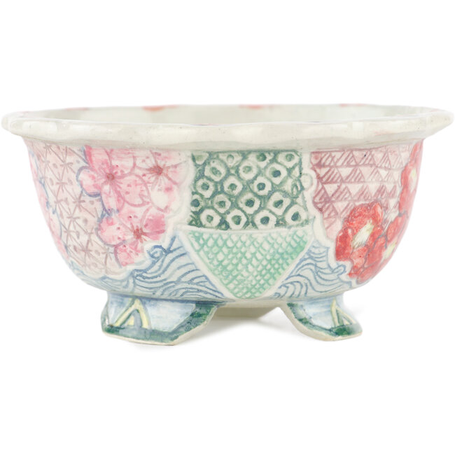 Pot à bonsaï rond multicolore par Kei Setsu - 110 x 110 x 50 mm