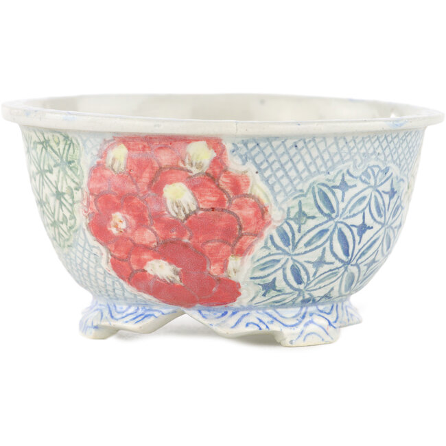 Round multicolor bonsai pot by Kei Setsu - 95 x 95 x 50 mm
