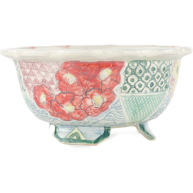 Vaso bonsai rotondo multicolore di Kei Setsu - 110 x 110 x 50 mm