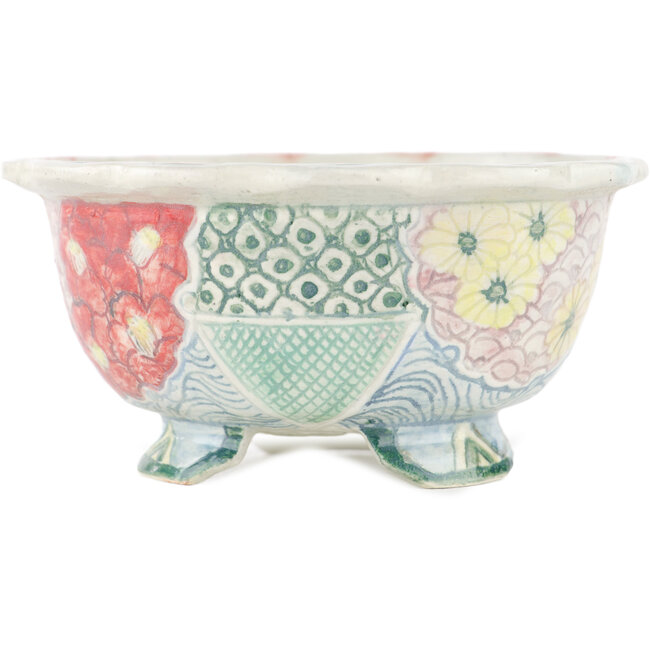 Vaso bonsai rotondo multicolore di Kei Setsu - 110 x 110 x 50 mm