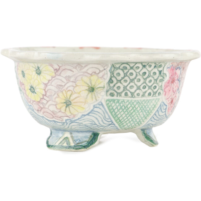 Runder mehrfarbiger Bonsaitopf von Kei Setsu – 110 x 110 x 50 mm