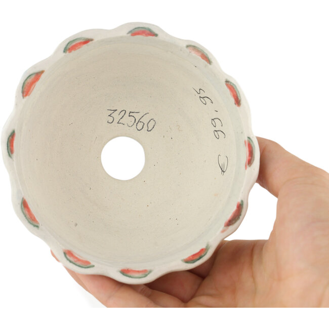 Runder mehrfarbiger Bonsaitopf von Kei Setsu – 110 x 110 x 50 mm