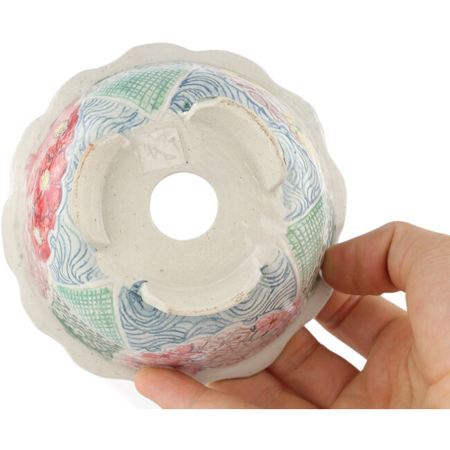 Pot à bonsaï rond multicolore par Kei Setsu - 110 x 110 x 50 mm