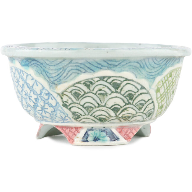 Vaso bonsai rotondo multicolore di Kei Setsu - 95 x 95 x 48 mm