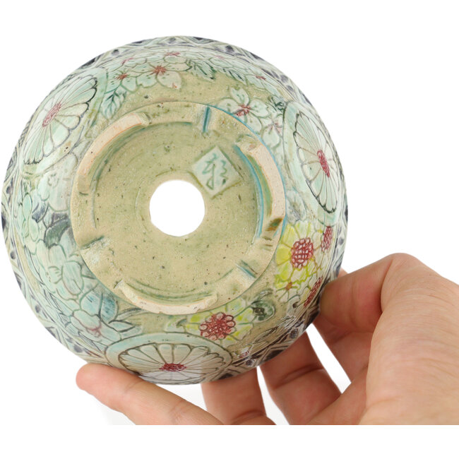 Pot à bonsaï rond multicolore par Kei Setsu - 104 x 104 x 50 mm