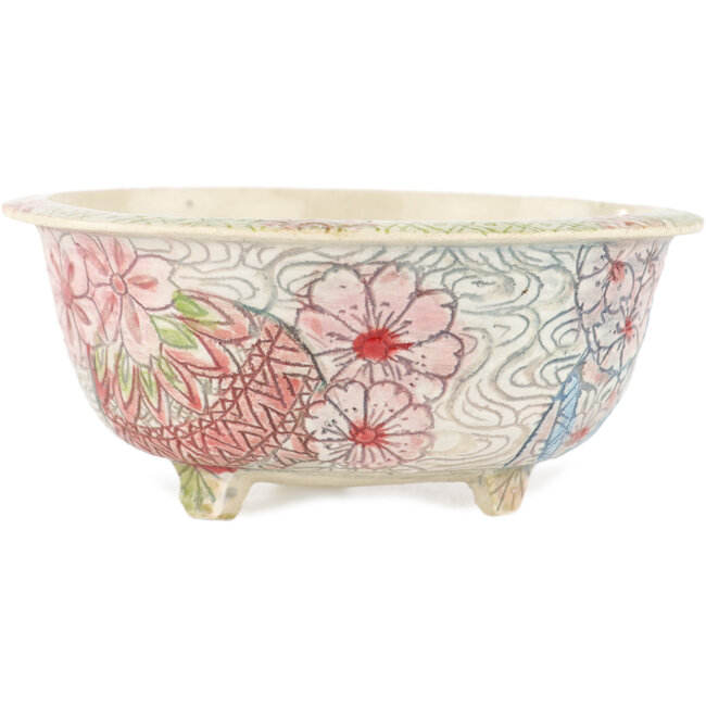 Pot à bonsaï rond multicolore par Kei Setsu - 100 x 100 x 45 mm