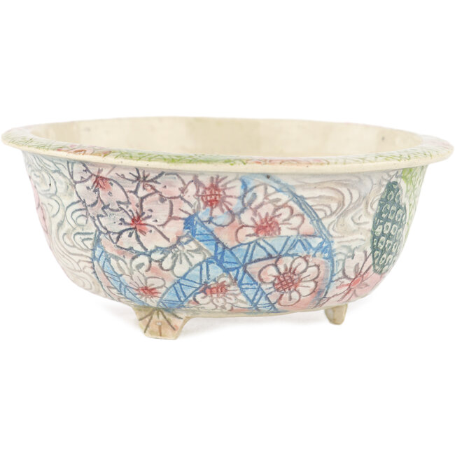 Pot à bonsaï rond multicolore par Kei Setsu - 100 x 100 x 45 mm