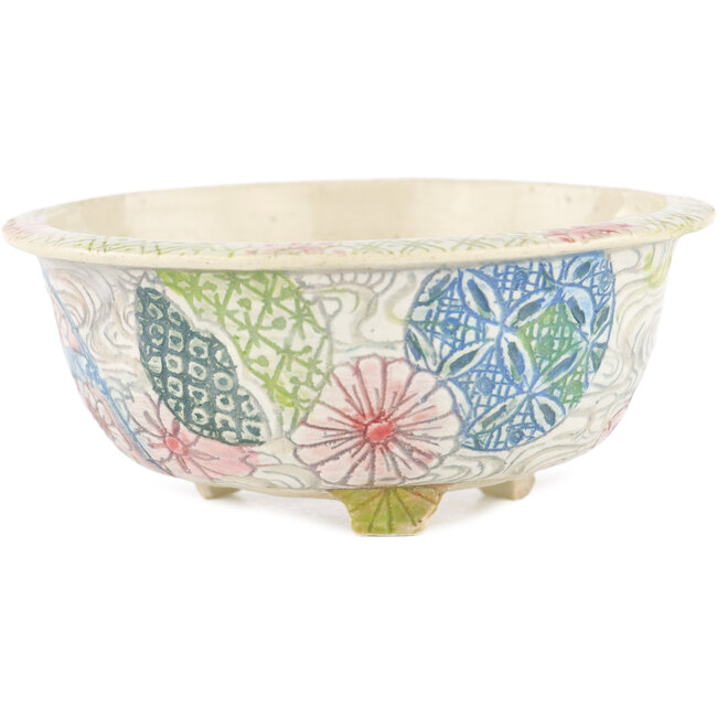 Pot à bonsaï rond multicolore par Kei Setsu - 100 x 100 x 45 mm