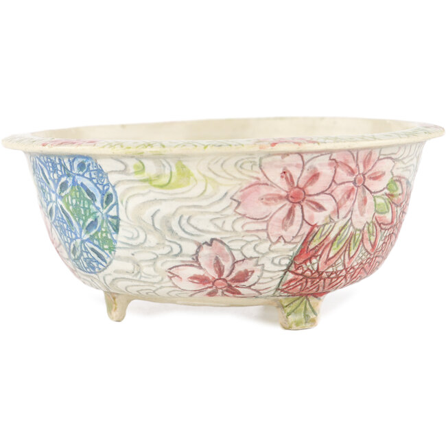 Pot à bonsaï rond multicolore par Kei Setsu - 100 x 100 x 45 mm